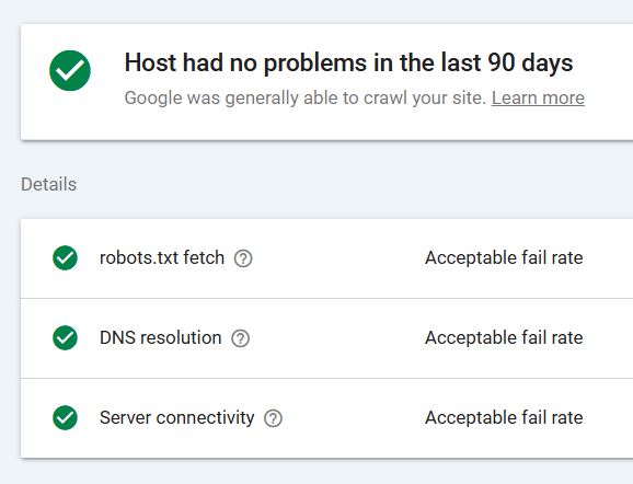 check your website server status from Google Search Console